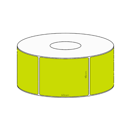 48x63mm Green Direct Thermal Permanent Label, 750 per roll, 38mm core