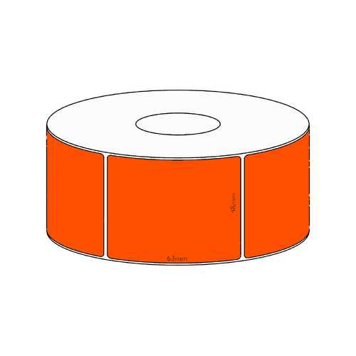 48x63mm Orange Direct Thermal Permanent Label, 750 per roll, 38mm core