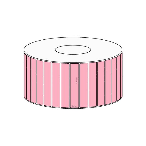 49x9mm Pink Direct Thermal Permanent Label, 4150 per roll, 38mm core