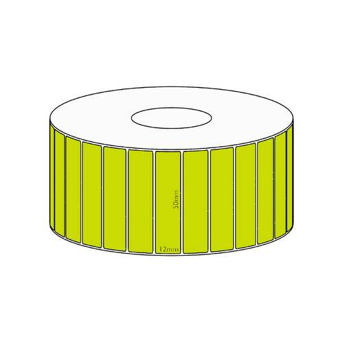 50x12mm Green Direct Thermal Permanent Label, 3350 per roll, 38mm core