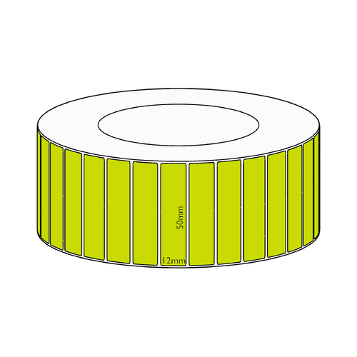 50x12mm Green Direct Thermal Permanent Label, 10000 per roll, 76mm core