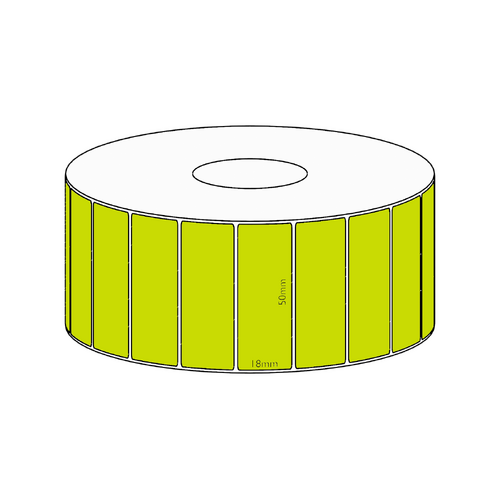 50x18mm Green Direct Thermal Permanent Label, 2400 per roll, 38mm core