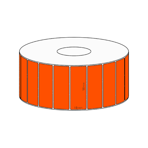 50x18mm Orange Direct Thermal Permanent Label, 2400 per roll, 38mm core