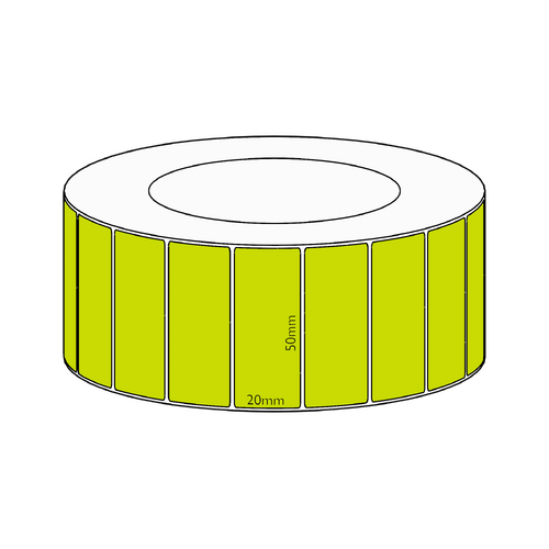 50x20mm Green Direct Thermal Permanent Label, 6500 per roll, 76mm core