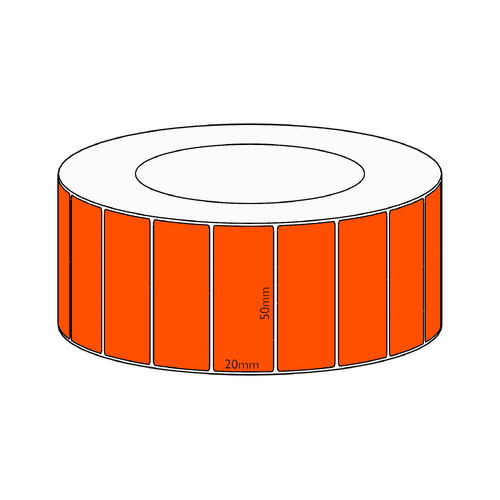 50x20mm Orange Direct Thermal Permanent Label, 6500 per roll, 76mm core