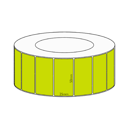 50x25mm Green Direct Thermal Permanent Label, 5350 per roll, 76mm core