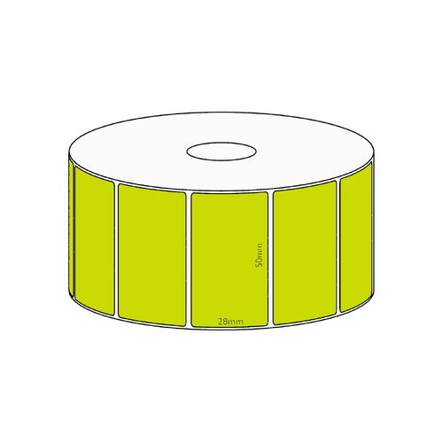 50x28mm Green Direct Thermal Permanent Label, 1600 per roll, 38mm core