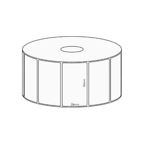 50x28mm Direct Thermal Permanent Label, 1600 per roll, 38mm core