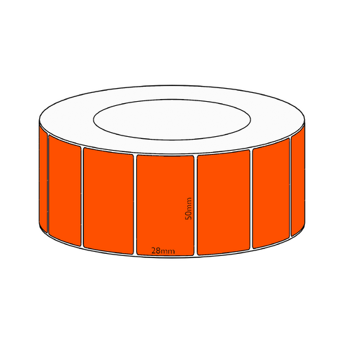 50x28mm Orange Direct Thermal Permanent Label, 4850 per roll, 76mm core