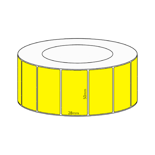 50x28mm Yellow Direct Thermal Permanent Label, 4850 per roll, 76mm core