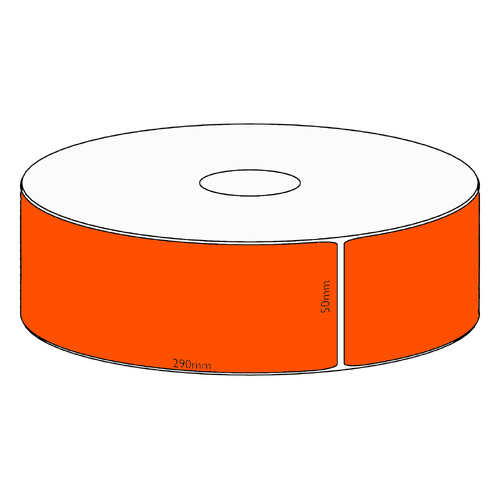 50x290mm Orange Direct Thermal Permanent Label, 150 per roll, 38mm core