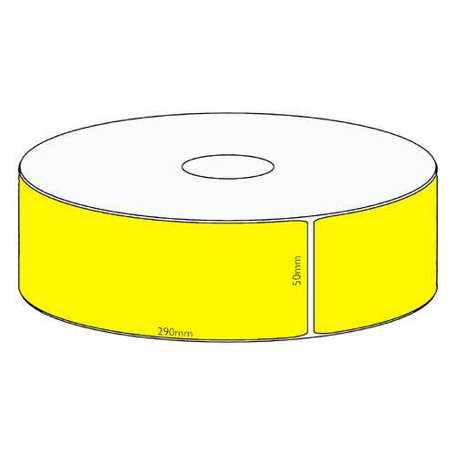 50x290mm Yellow Direct Thermal Permanent Label, 150 per roll, 38mm core