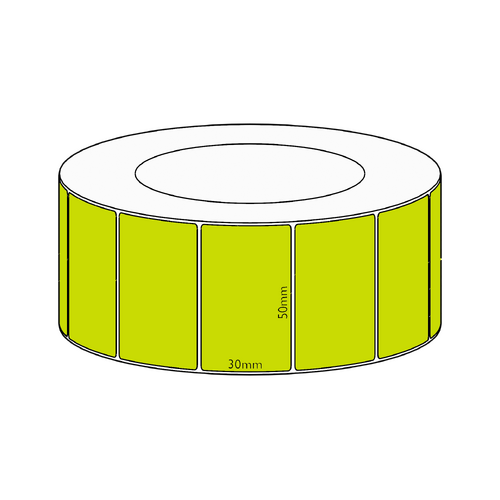 50x30mm Green Direct Thermal Permanent Label, 4550 per roll, 76mm core