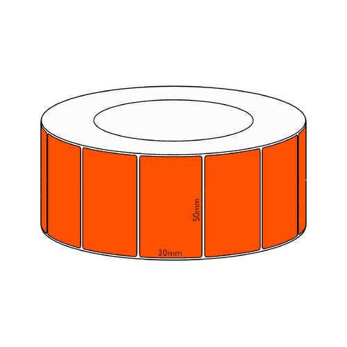 50x30mm Orange Direct Thermal Permanent Label, 4550 per roll, 76mm core