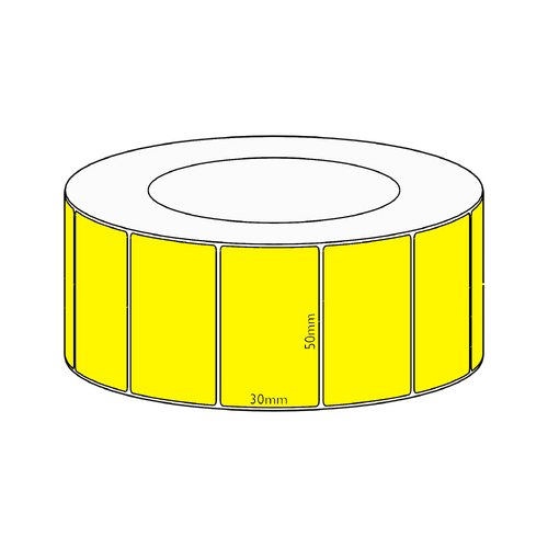 50x30mm Yellow Direct Thermal Permanent Label, 4550 per roll, 76mm core