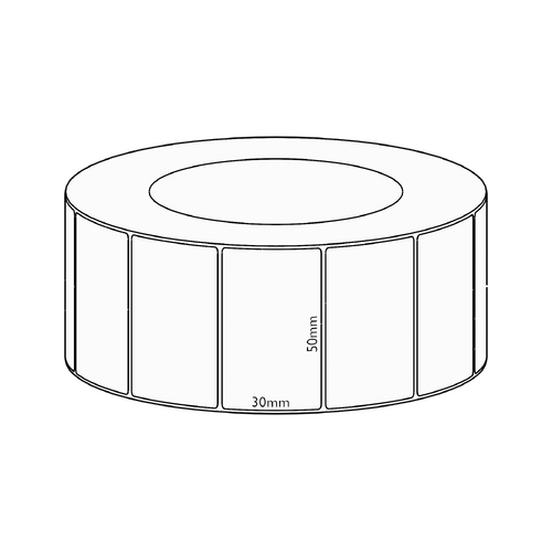 50x30mm Direct Thermal Permanent Label, 4550 per roll, 76mm core