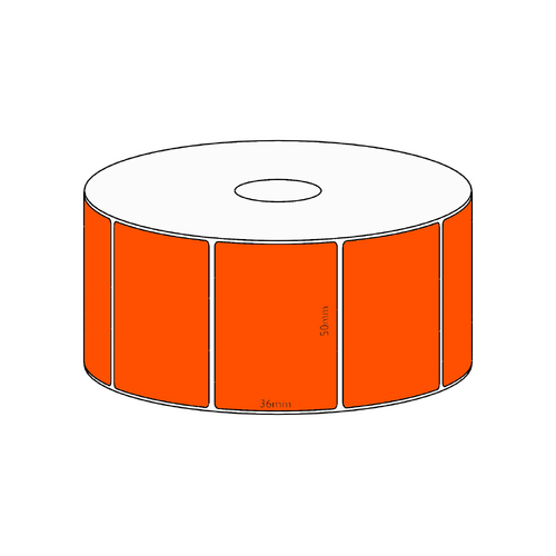 50x36mm Orange Direct Thermal Permanent Label, 1300 per roll, 38mm core