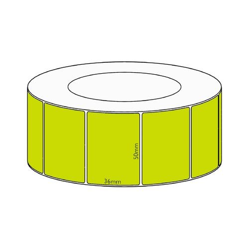 50x36mm Green Direct Thermal Permanent Label, 3850 per roll, 76mm core