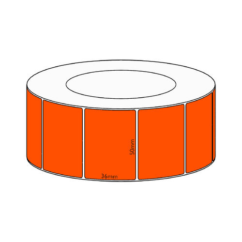 50x36mm Orange Direct Thermal Permanent Label, 3850 per roll, 76mm core