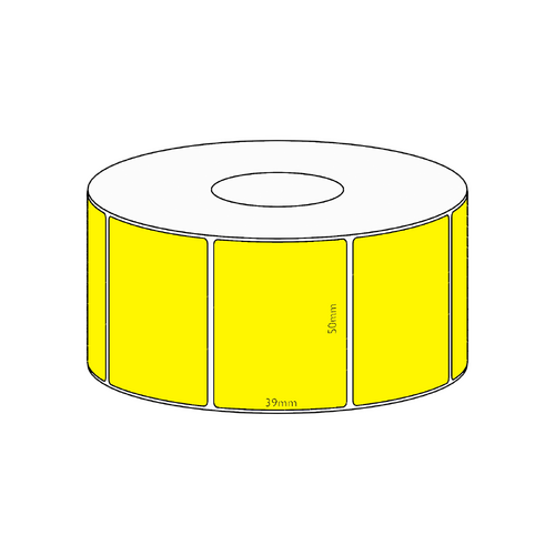 50x39mm Yellow Direct Thermal Permanent Label, 1200 per roll, 38mm core