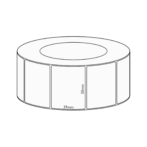 50x39mm Direct Thermal Permanent Label, 3550 per roll, 76mm core