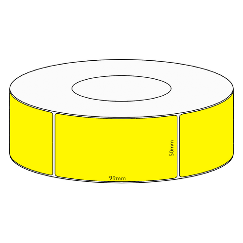 50x99mm Yellow Direct Thermal Permanent Label, 1450 per roll, 76mm core