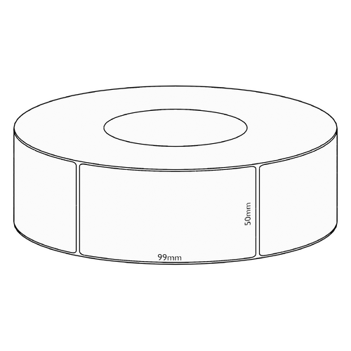 50x99mm Direct Thermal Permanent Label, 1450 per roll, 76mm core