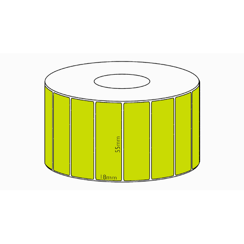 55x18mm Green Direct Thermal Permanent Label, 2400 per roll, 38mm core