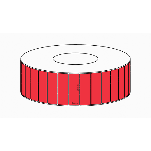 55x18mm Red Direct Thermal Permanent Label, 7150 per roll, 76mm core