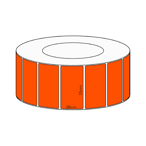55x28mm Orange Direct Thermal Permanent Label, 4850 per roll, 76mm core