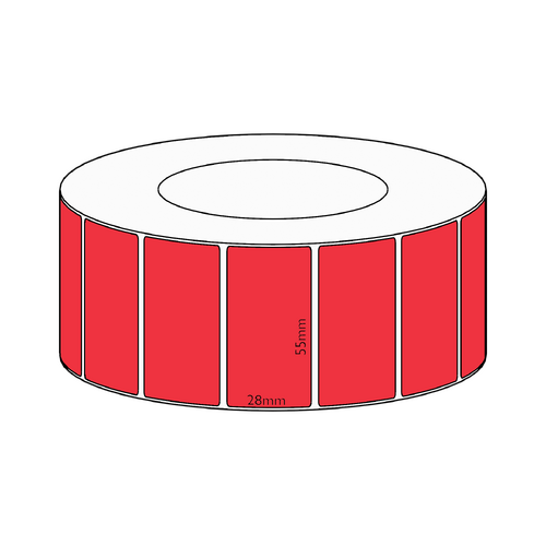 55x28mm Red Direct Thermal Permanent Label, 4850 per roll, 76mm core