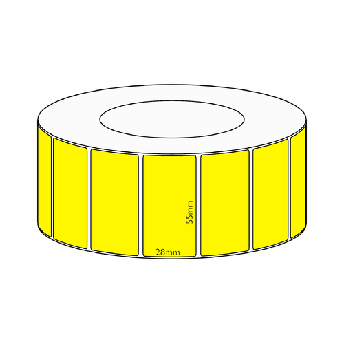 55x28mm Yellow Direct Thermal Permanent Label, 4850 per roll, 76mm core