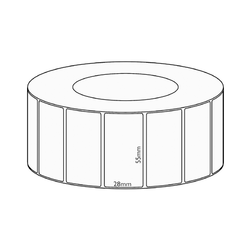 55x28mm Direct Thermal Permanent Label, 4850 per roll, 76mm core