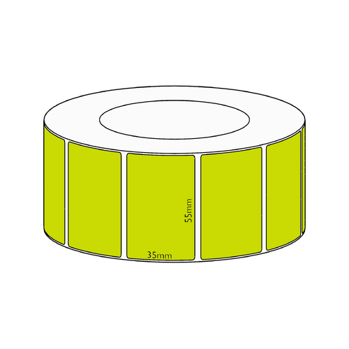 55x35mm Green Direct Thermal Permanent Label, 3950 per roll, 76mm core