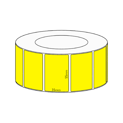 55x35mm Yellow Direct Thermal Permanent Label, 3950 per roll, 76mm core