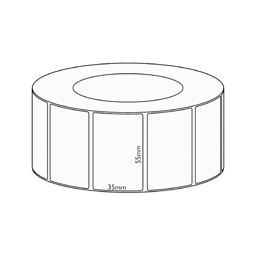 55x35mm Direct Thermal Permanent Label, 3950 per roll, 76mm core