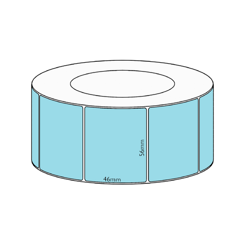 56x46mm Blue Direct Thermal Permanent Label, 3050 per roll, 76mm core