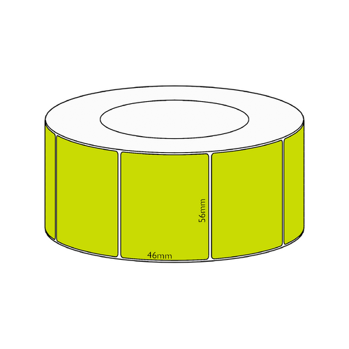 56x46mm Green Direct Thermal Permanent Label, 3050 per roll, 76mm core