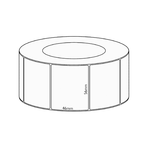 56x46mm Direct Thermal Permanent Label, 3050 per roll, 76mm core