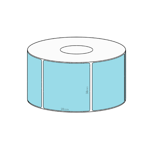 58x58mm Blue Direct Thermal Permanent Label, 800 per roll, 38mm core