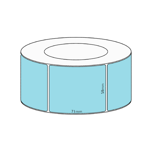 58x58mm Blue Direct Thermal Permanent Label, 2450 per roll, 76mm core