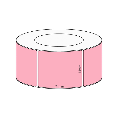 58x58mm Pink Direct Thermal Permanent Label, 2450 per roll, 76mm core