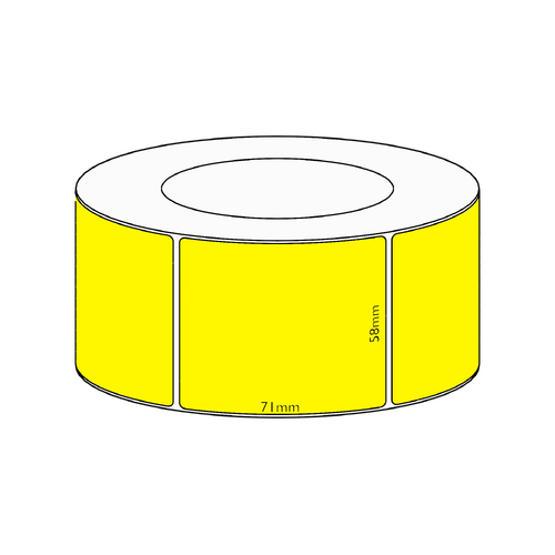 58x58mm Yellow Direct Thermal Permanent Label, 2450 per roll, 76mm core