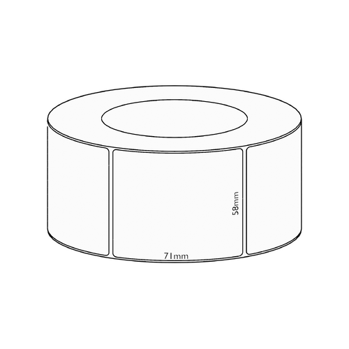 58x58mm Direct Thermal Permanent Label, 2450 per roll, 76mm core