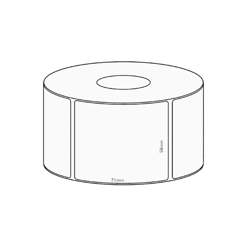 58x71mm Direct Thermal Permanent Label, 700 per roll, 38mm core