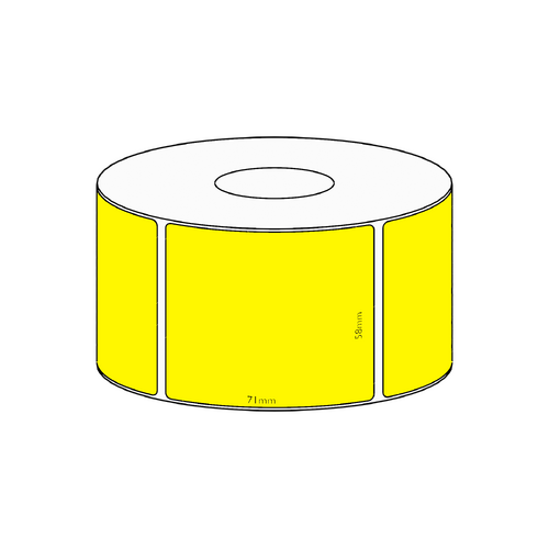 58x71mm Yellow Direct Thermal Permanent Label, 2050 per roll, 76mm core