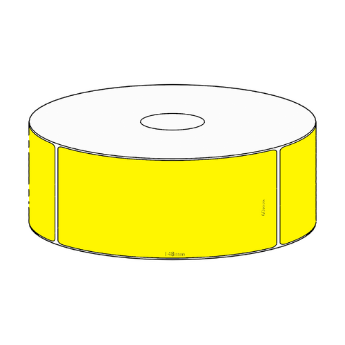 60x148mm Yellow Direct Thermal Permanent Label, 350 per roll, 38mm core