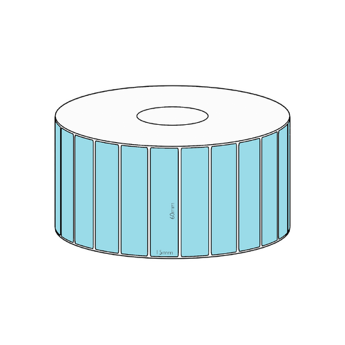 60x15mm Blue Direct Thermal Permanent Label, 2800 per roll, 38mm core