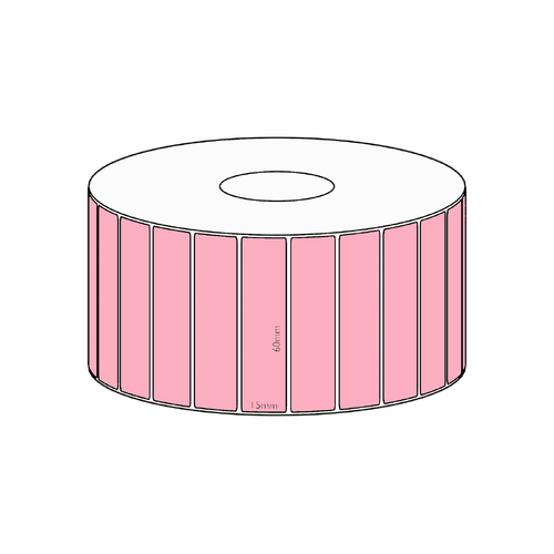60x15mm Pink Direct Thermal Permanent Label, 2800 per roll, 38mm core