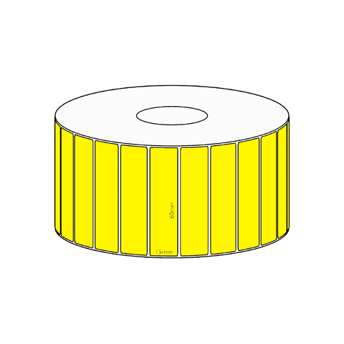 60x15mm Yellow Direct Thermal Permanent Label, 2800 per roll, 38mm core